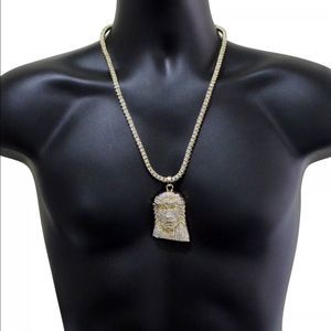 14k Jesus Piece w/ 24" Tennis 1 Row Chain